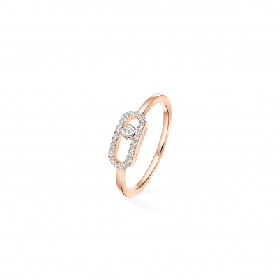 MESSIKA MOVE UNO HALF PAVÉ RING PINK GOLD DIAMOND RING 04705-PG